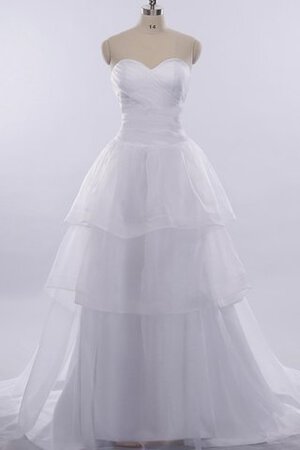 Robe de mariée plissage avec gradins manche nulle en tulle a-ligne - Photo 2