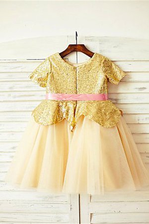 Robe de cortège enfant pailleté naturel a-ligne avec zip textile en tulle - Photo 3