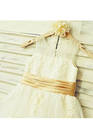 Abito da Cerimonia Bambini A-Line Sotto Ginocchio in Pizzo in Tulle con Fiore - Foto 4