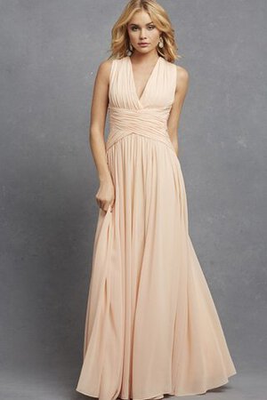 Robe demoiselle d'honneur de col en v entrecroisé avec chiffon a-ligne ruché - Photo 10