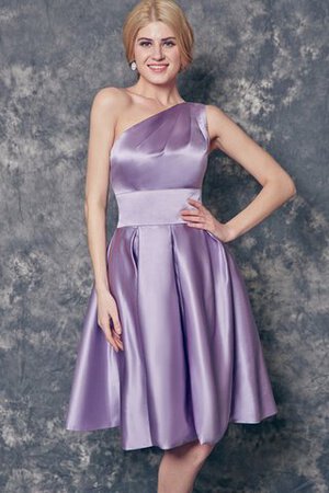 Robe demoiselle d'honneur plissé ligne a avec sans manches en satin d'épaule asymétrique - Photo 5