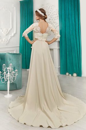 Robe de mariée avec perle decoration en fleur en plage ceinture en 1/2 manche - Photo 4