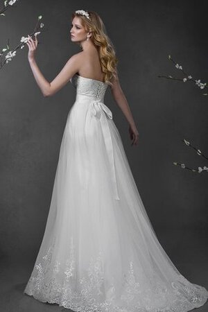 Abito da Sposa Naturale in Tulle Cuore Allacciato con Fiore Lungo - Foto 2