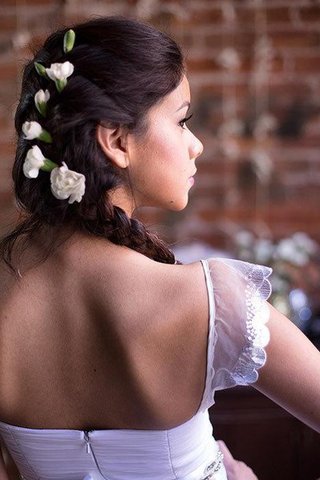 Abito da Sposa Cappellino con Piega Senza Maniche A Terra con Manica Corte Cerniera - Foto 2