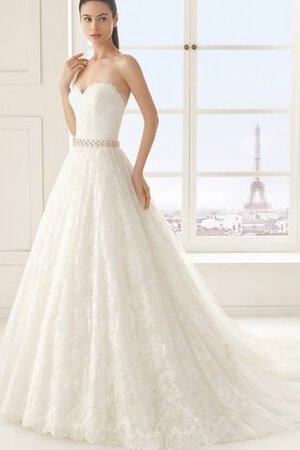 Robe de mariée distinguee exclusif ligne a de traîne courte avec lacets - Photo 1