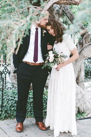 Robe de mariée plissé informel a-ligne a plage avec perle - Photo 1