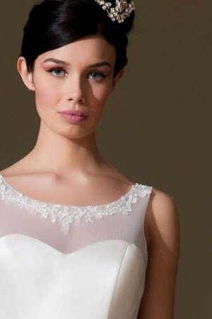 Abito da Sposa A Terra Naturale Senza Maniche Lungo in Raso con Applique - Foto 4