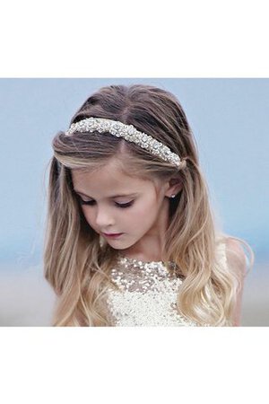 Robe de cortège enfant plissage pailleté de tour de ceinture empire avec perle de lotus - Photo 3