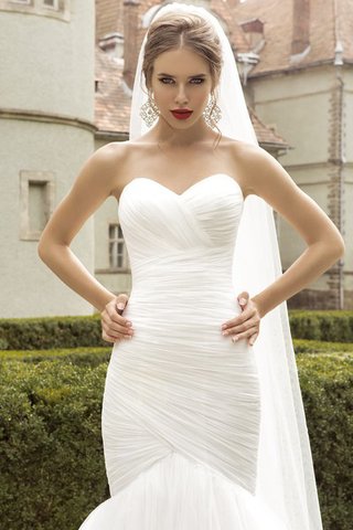 Abito da Sposa con Criss-cross Elegante Semplice con Increspato A Terra Senza Maniche - Foto 2