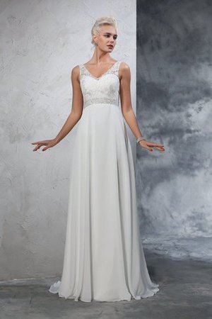 Abito da Sposa Vintage A-Line in Chiffon Coda A Strascico Corto V-Scollo - Foto 1