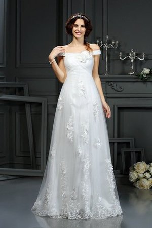 Robe de mariée classique delicat decoration en fleur avec zip de traîne moyenne - Photo 1