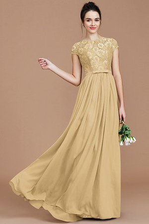 Robe demoiselle d'honneur naturel en chiffon a-ligne avec zip longueur au ras du sol - Photo 18