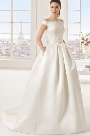 Robe de mariée naturel classique branle de traîne moyenne manche nulle - Photo 2