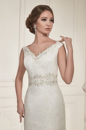 Robe de mariée v encolure avec perle manche nulle de sirène cordon - Photo 4