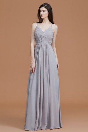 Robe demoiselle d'honneur naturel de princesse ruché avec chiffon avec sans manches - Photo 5