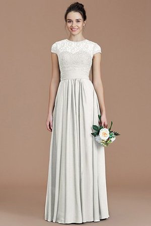 Natürliche Taile A Linie Kurze Ärmeln Juwel Ausschnitt Brautjungfernkleid mit Bordüre - Bild 23