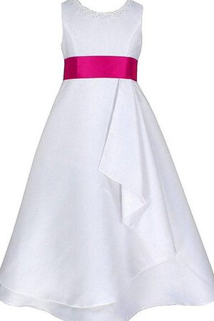 Robe de cortège enfant plissé avec perle manche nulle encolure ronde en satin - Photo 1