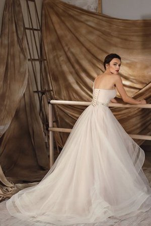 Abito da Sposa A Terra Allacciato in Chiffon monospalla Senza Maniche Naturale - Foto 3