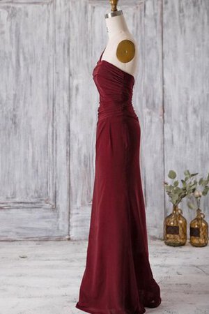 Robe demoiselle d'honneur ruché en chiffon manche nulle avec zip d'épaule asymétrique - Photo 3