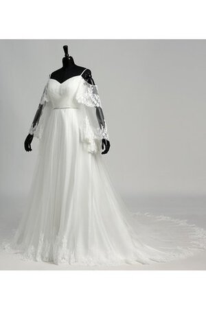 Robe de mariée croisade bretelles spaghetti de traîne moyenne avec zip textile en tulle - Photo 11