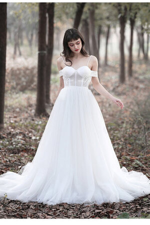 Abito da sposa a-line bellissimo a sala naturale spazzola treno elegante - Foto 2