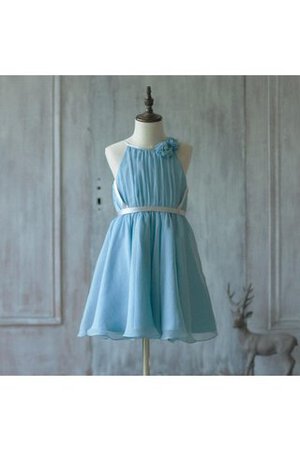 Abito da Cerimonia Bambini A-Line con Fiore in Chiffon con Piega Senza Maniche Naturale - Foto 1