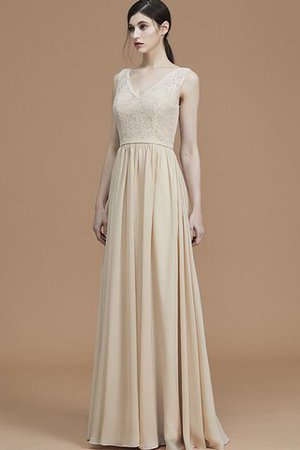 Abito da Damigella in Chiffon Principessa V-Scollo A-Line Senza Maniche - Foto 6