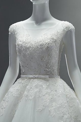 Abito da Sposa Naturale in Tulle Senza Maniche Cappellino A-Line Tondo - Foto 2