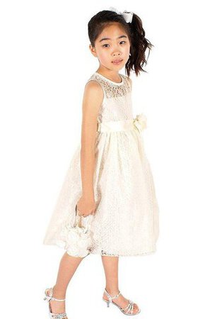 Robe de cortège enfant de tour de ceinture en haute avec zip elevé a-ligne avec nœud - Photo 1