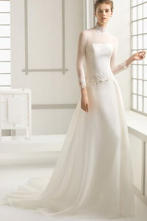 Robe de mariée classique formelle de traîne courte avec mousseline pendant - Photo 1