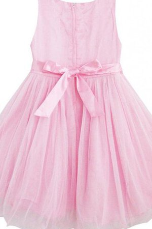 Abito da Cerimonia Bambini in Tulle con Fiore con Perline A-Line Cerniera con Increspature - Foto 3