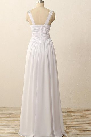 Abito da Sposa con Perline Lungo A Terra Cerniera in Chiffon V-Scollo - Foto 2