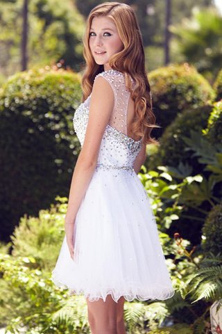 Robe de graduation courte simple en tulle avec perle ligne a - Photo 2