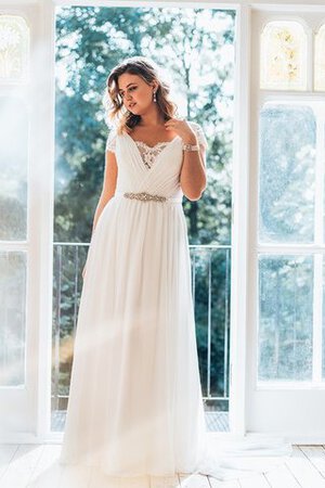 Abito da Sposa Semplice a Sala con Manica Corte a Spiaggia A Terra All Aperto - Foto 2