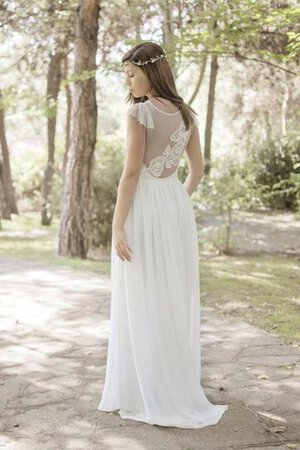 Abito da Sposa Cappellino con Applique A-Line con Piega A Terra in pizzo - Foto 2