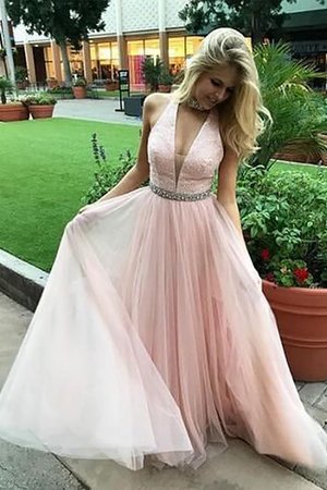 Blendend Prinzessin Ärmelloses A-Linie Abendkleid mit Perlen - Bild 1