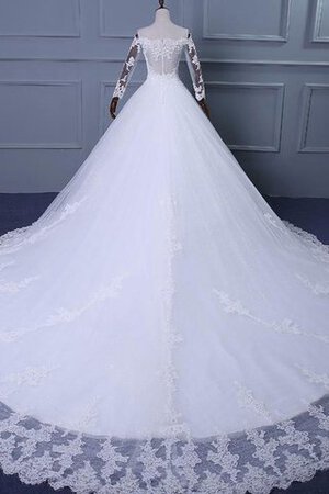 Abito da Sposa con Applique Sotto Ginocchio Barchetta monospalla Fuori dalla spalla Ball Gown - Foto 4