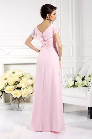 V-Ausschnitt Chiffon Kurze Ärmeln Bodenlanges Brautmutterkleid mit Rüschen - Bild 2