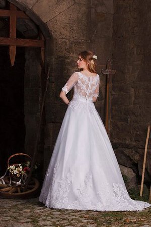 Abito da Sposa Barchetta Spazzola Treno Naturale con Applique A Terra A-Line - Foto 4