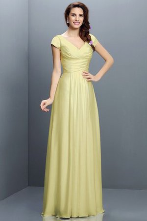 Robe demoiselle d'honneur plissé avec zip en chiffon de princesse a-ligne - Photo 8