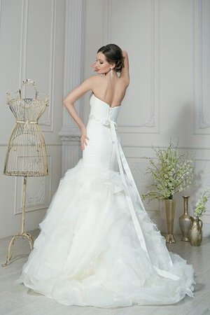 Abito da Sposa A Terra con Increspature in Organza con Perline con Increspato Naturale - Foto 2