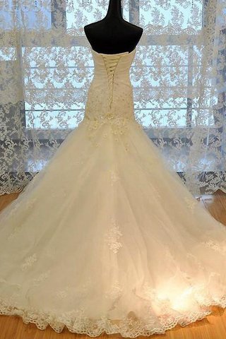 Abito da Sposa in Pizzo Cerniera in Chiffon Cuore con Applique Allacciato - Foto 2