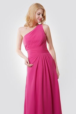 Robe demoiselle d'honneur delicat avec sans manches ruché d'épaule asymétrique avec chiffon - Photo 3