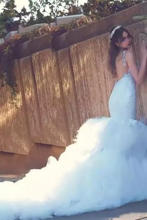 Abito da sposa retro con piega schiena nuda sirena lungo attraente - Foto 2