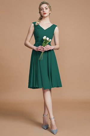 Robe demoiselle d'honneur naturel ligne a avec sans manches ruché en chiffon - Photo 14