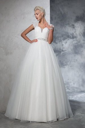 Abito da Sposa Ball Gown con Increspato Vintage Senza Maniche in Tulle - Foto 1