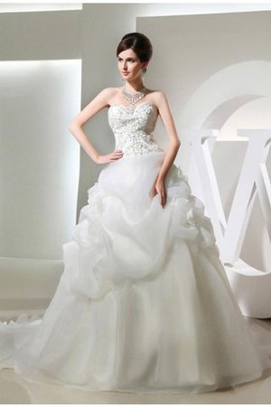 Abito da Sposa Alta Vita Cuore Ball Gown con Fiore Semplice - Foto 1