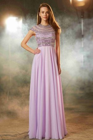 Robe de soirée longue avec chiffon col u profond avec perle avec manche courte - Photo 1