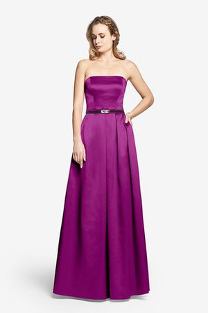 A-Linie Satin Trägerlos Lang Brautjungfernkleid - Bild 7