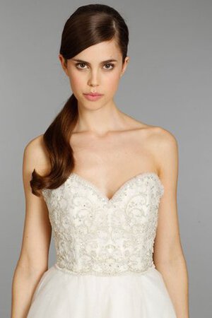 Vestido de Novia en Tul de Abalorio de Natural de Escote Corazón de Bordado - Foto 3